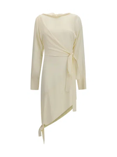 Francesco Murano Wrap Silk-blend Dress In Neutral