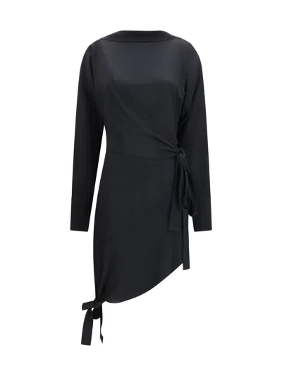 Francesco Murano Wrap-style Acetate Silk Dress In Black