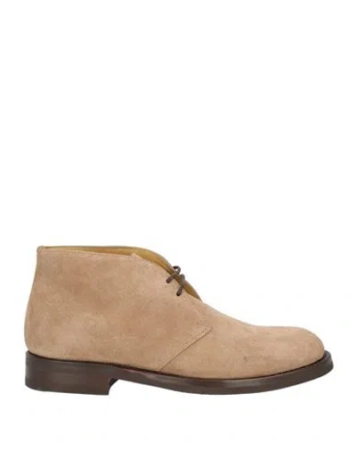 Francesco Pace Man Ankle Boots Sand Size 7 Leather In Beige