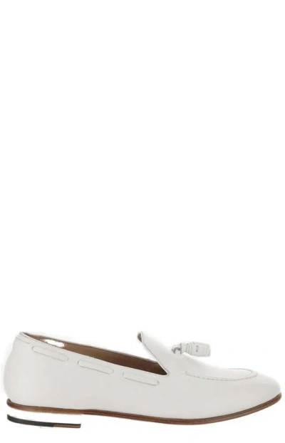 Francesco Russo Almond Toe Slip In White