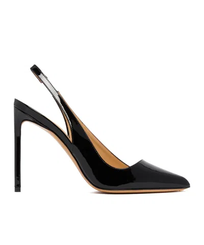 Francesco Russo Asymmetric Slingback Pumps In Black