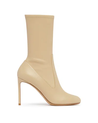 Francesco Russo Beige Leather R1b1058 Mid-calf Boots In Brown