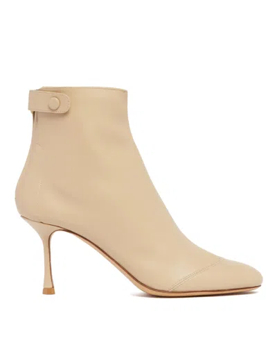 Francesco Russo Beige R1b830 Leather Ankle Boots In Neutral