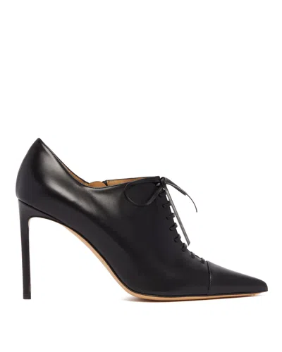 Francesco Russo Black Leather Lace-up Pumps