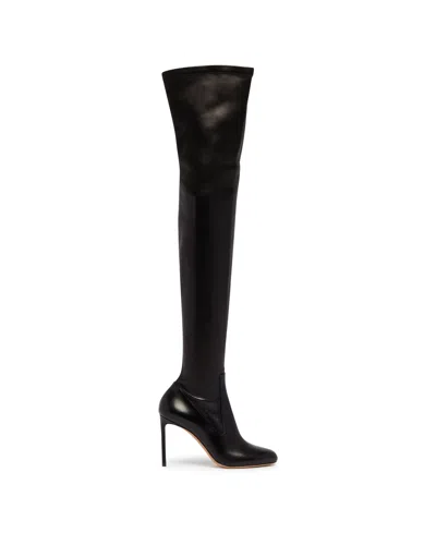 Francesco Russo Black R1b1059 Leather Thigh-high Boots