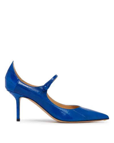 Francesco Russo Blue Leather Mary Jane Pumps
