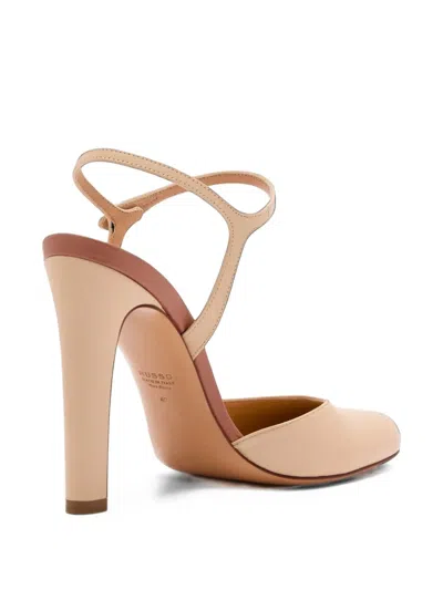 Francesco Russo Button-fastening Leather Heel Pumps In Neutral