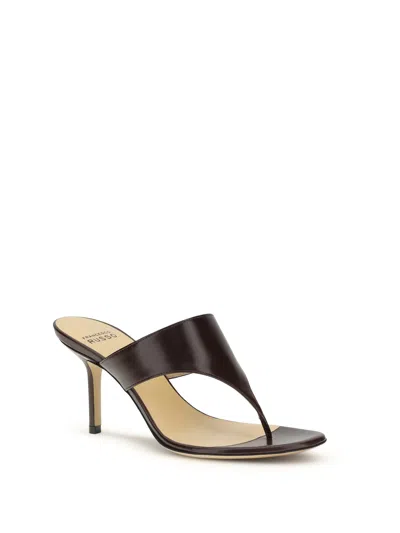 Francesco Russo Calf Leather Thong Sandals In Bordeaux
