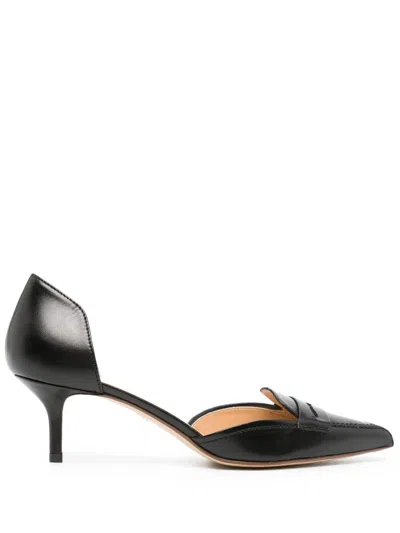 Francesco Russo D'orsay 55mm Penny Leather Pumps In Black