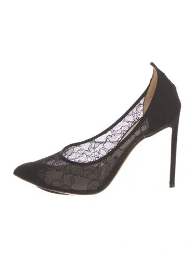 Pre-owned Francesco Russo Lace Lace Pattern Pumps In Black