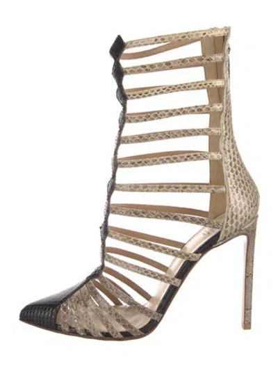 Pre-owned Francesco Russo Leather Animal Print Boots In Neutral