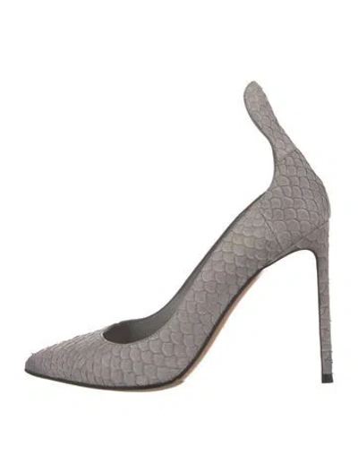 Pre-owned Francesco Russo Leather Animal Print Pumps In Gray