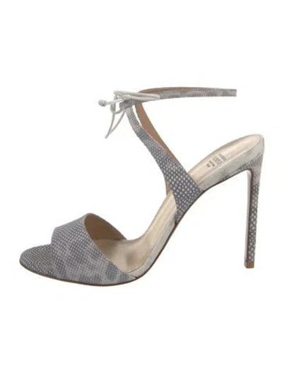 Pre-owned Francesco Russo Leather Animal Print Sandals In Grey