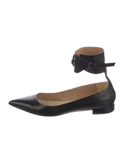Pre-owned Francesco Russo Leather Ballet Flats In Black