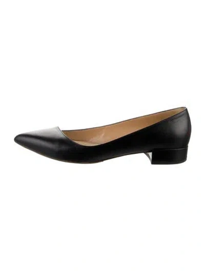 Pre-owned Francesco Russo Leather Ballet Flats In Black
