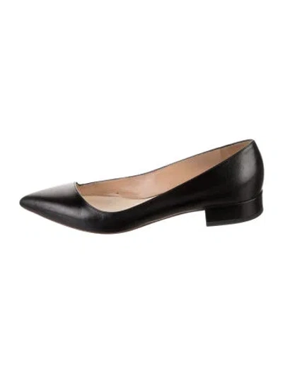 Pre-owned Francesco Russo Leather Ballet Flats In Black