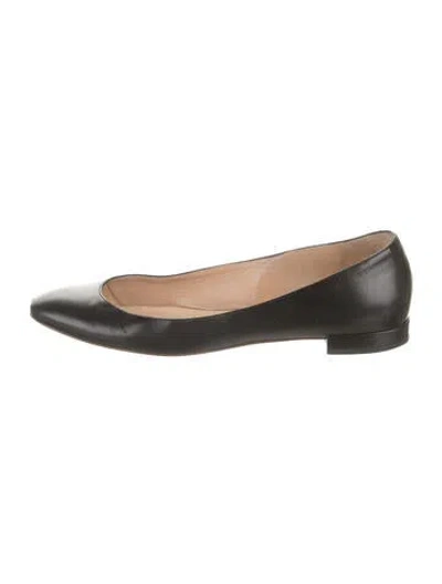 Pre-owned Francesco Russo Leather Ballet Flats In Black