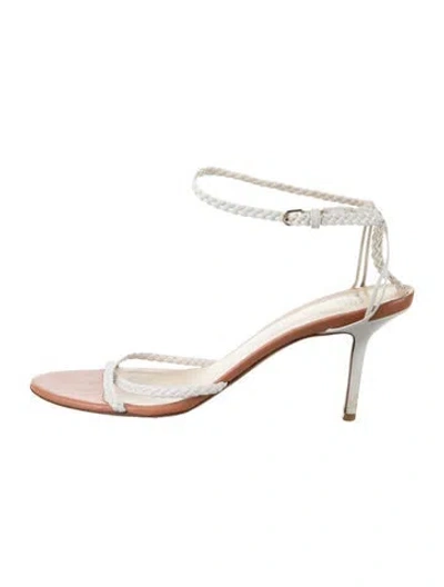 Pre-owned Francesco Russo Leather Braided Accents Sandals In White