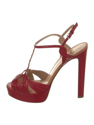 Pre-owned Francesco Russo Leather Braided Accents T-strap Sandals W/ Tags In Red