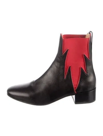 Pre-owned Francesco Russo Leather Colorblock Pattern Chelsea Boots In Black