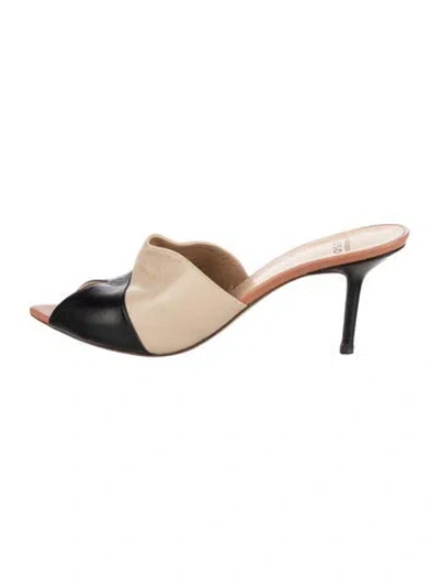 Pre-owned Francesco Russo Leather Colorblock Pattern Mules In Black