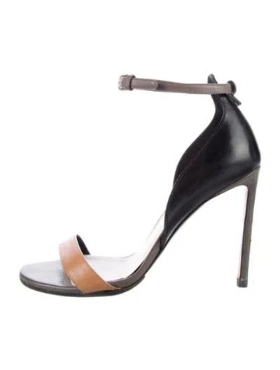 Pre-owned Francesco Russo Leather Colorblock Pattern Sandals