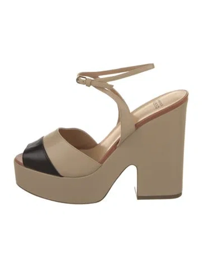 Pre-owned Francesco Russo Leather Colorblock Pattern Sandals W/ Tags In Neutral