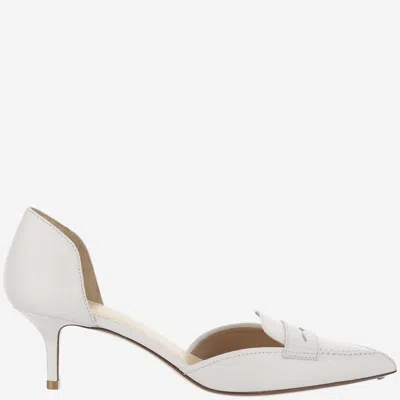 Francesco Russo Leather Dorsay Pumps In White