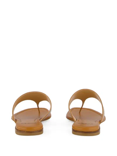 Francesco Russo Leather Flat Sandals In Brown