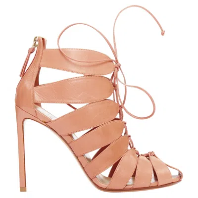 Francesco Russo Leather Lace Up Cut Out Cage Sandals In Brown