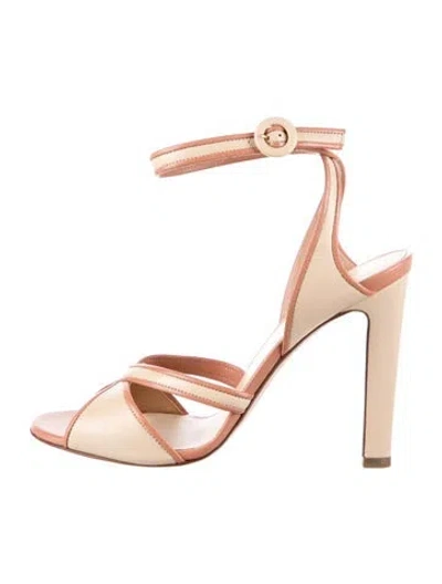 Pre-owned Francesco Russo Leather Leather Trim Embellishment Sandals In Neutral