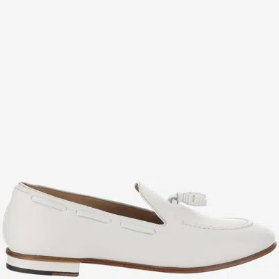 Francesco Russo Leather Moccasins In White