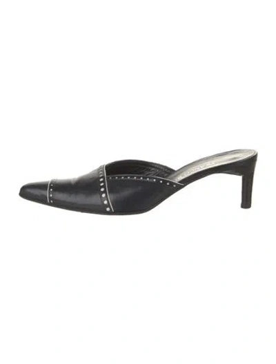 Pre-owned Francesco Russo Leather Mules In Blue