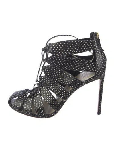 Pre-owned Francesco Russo Leather Polka Dot Print Pumps In Black