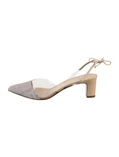 Pre-owned Francesco Russo Leather Printed Slingback Pumps In Grey