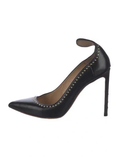 Pre-owned Francesco Russo Leather Studded Accents Pumps In Blue