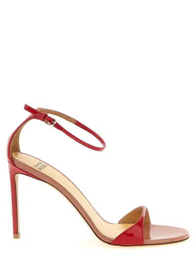Francesco Russo Multicolor Goatskin Stiletto Heel Women's Sandals In Red
