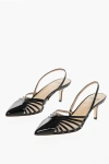 Francesco Russo Patent Leather Slingbacks With Stiletto Heel 9cm In Black