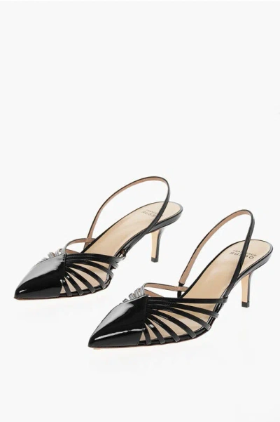 Francesco Russo Patent Leather Slingbacks With Stiletto Heel 9cm In Black