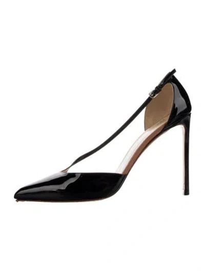 Pre-owned Francesco Russo Patent Leather T-strap Pumps In Black