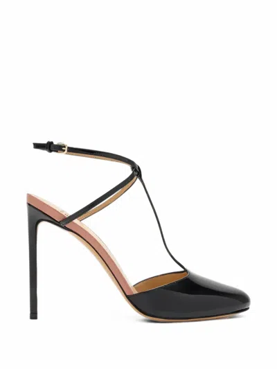 Francesco Russo Patent-leather T-bar Hell Pumps In Black