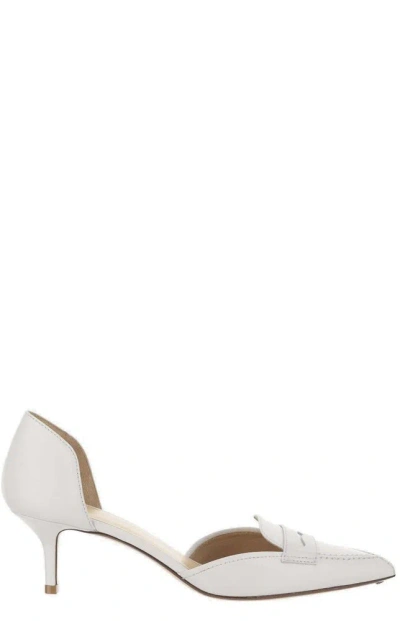 Francesco Russo D'orsay 皮质中跟鞋 In White