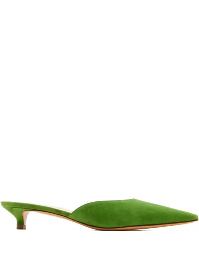 Francesco Russo Pointed-toe Suede Mules In Green