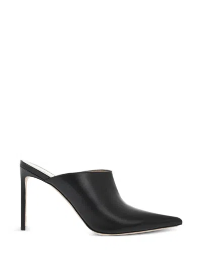 Francesco Russo Pointed-toe Leather Mules In Black