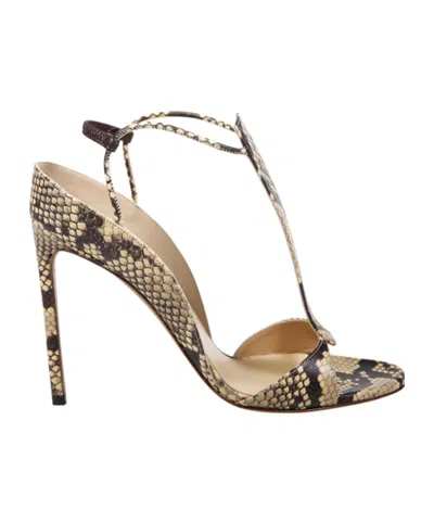 Francesco Russo Round Toe High Heel Sandals In Nude