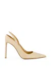 Francesco Russo Leather Slingback Pumps With High Stiletto Heel In Neutral