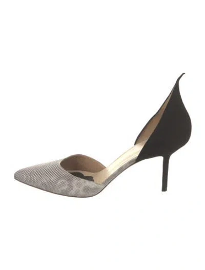Pre-owned Francesco Russo Suede Animal Print D'orsay Pumps In Black
