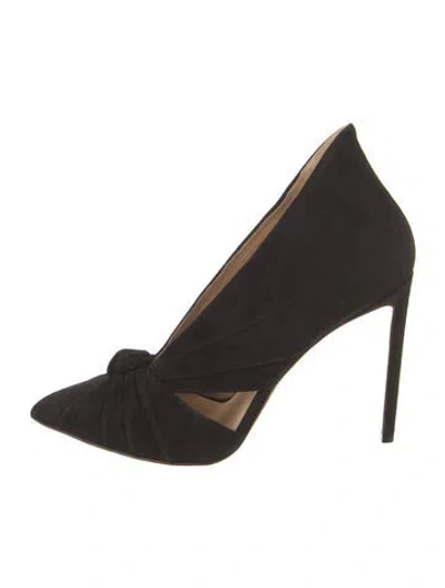 Pre-owned Francesco Russo Suede Cutout Accent D'orsay Pumps W/ Tags In Black