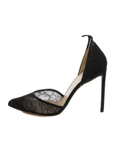 Pre-owned Francesco Russo Suede D'orsay Pumps In Black
