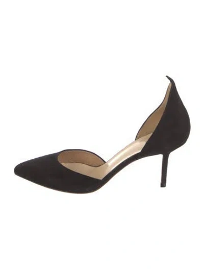 Pre-owned Francesco Russo Suede D'orsay Pumps In Black